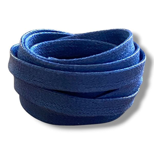 Lacets cirés plats Bleu royal en coton - Pour chaussures et sneakers