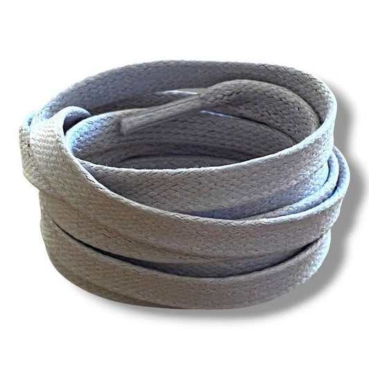 Lacets cirés plats gris clair en coton - Pour chaussures et sneakers