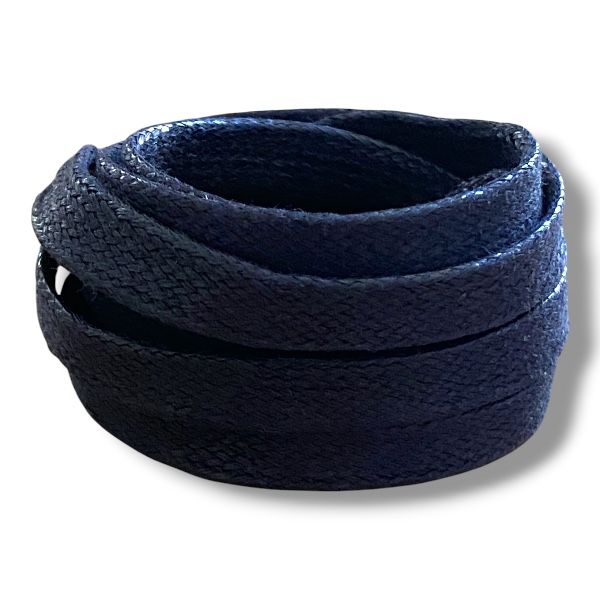 Dark navy blue flat waxed cotton laces - For shoes and sneakers