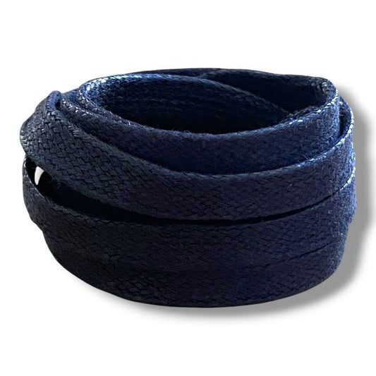 Lacets cirés plats bleu marine foncé en coton -Pour chaussures et sneakers