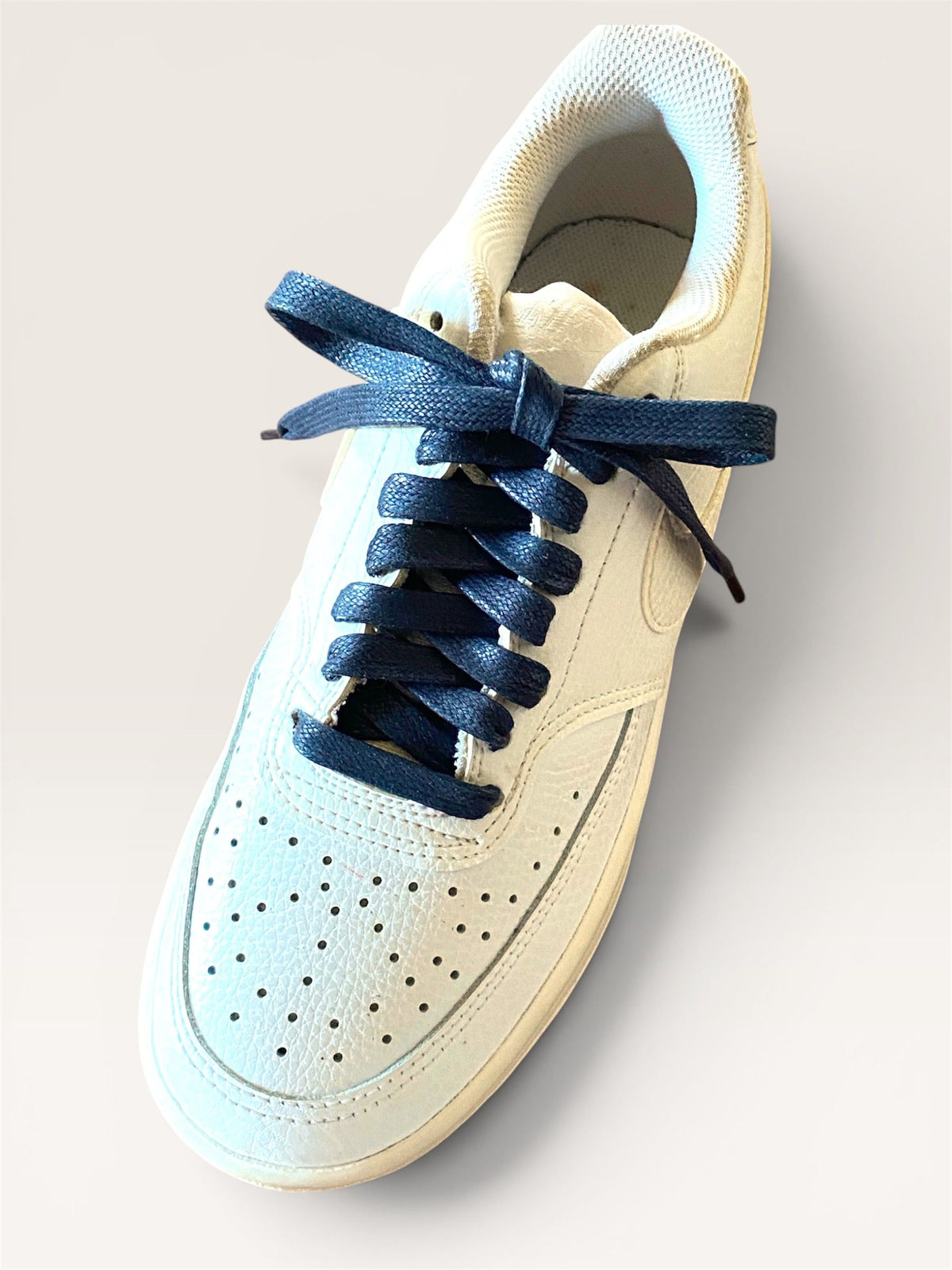 Dark navy blue flat waxed cotton laces - For shoes and sneakers