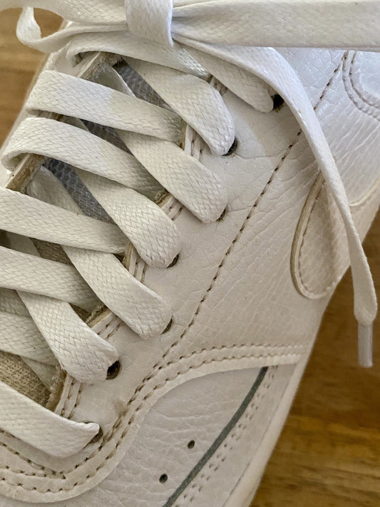 Lacets cirés plats blancs en coton - Pour chaussures et sneakers
