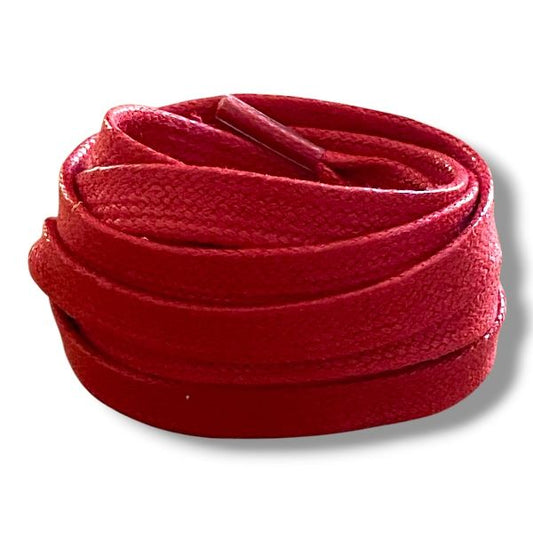 Lacets cirés plats rouges en coton - Pour chaussures et sneakers
