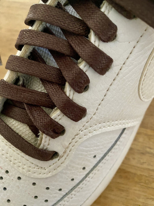 Lacets cirés plats marron chocolat en coton - Pour chaussures et sneakers