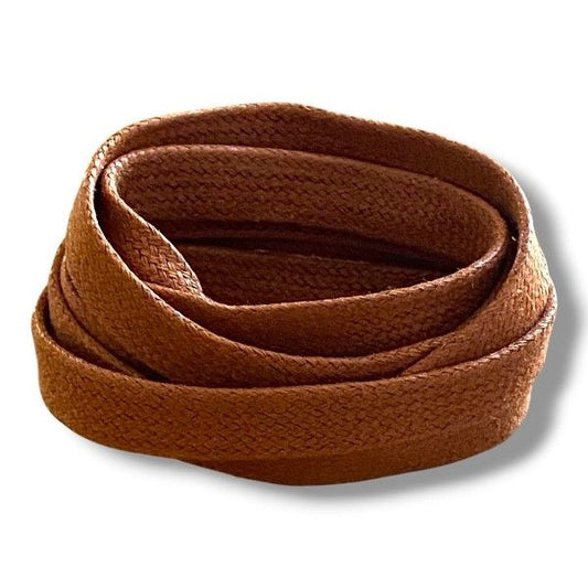 Lacets cirés plats marron noisette en coton - Pour chaussures et sneakers