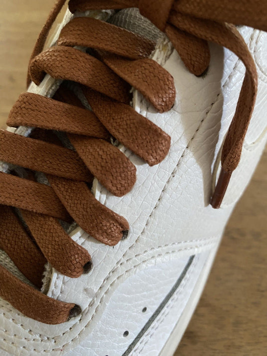 Lacets cirés plats marron noisette en coton - Pour chaussures et sneakers