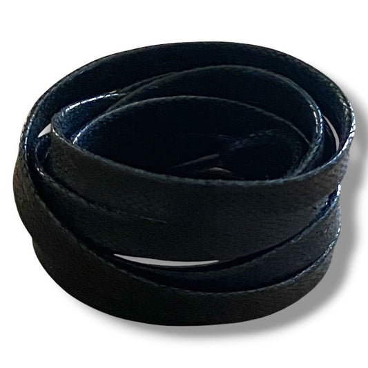 Lacets cirés plats noirs en coton -Pour chaussures et sneakers