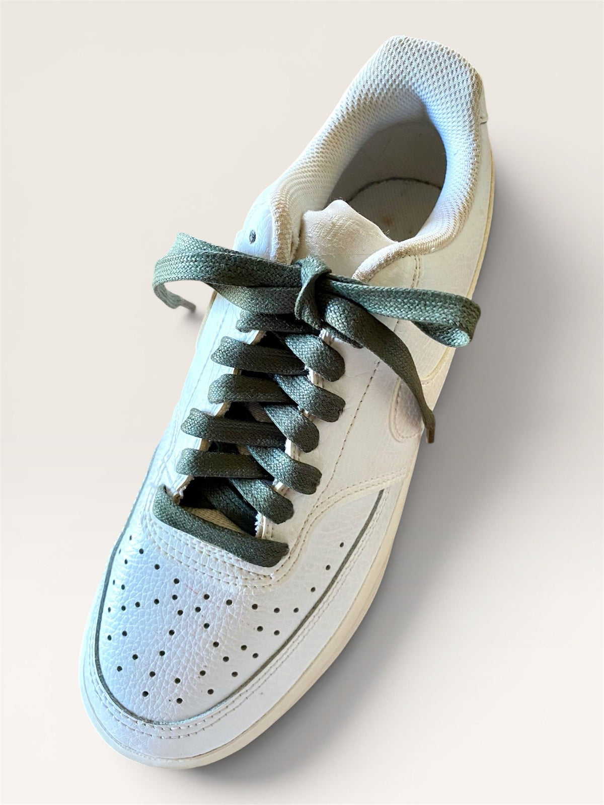 Lacets cirés plats vert kaki en coton - Pour chaussures et sneakers