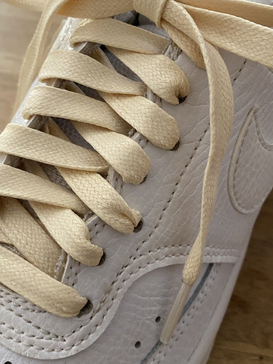 Lacets cirés plats vanilles en coton - Pour chaussures et sneakers