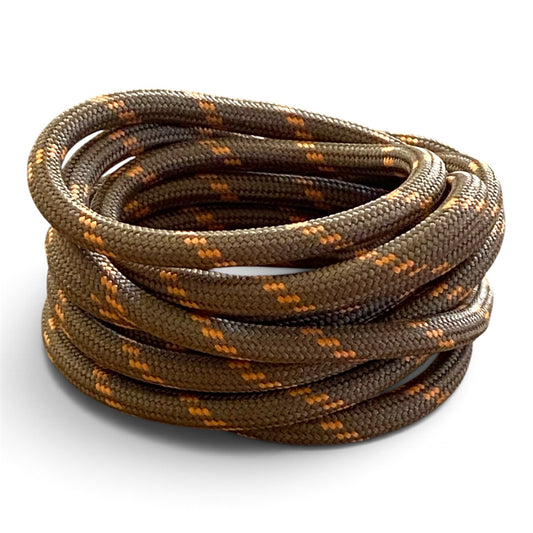 Lacets ronds bicolores Taupe Marron et Orange Abricot 120cm