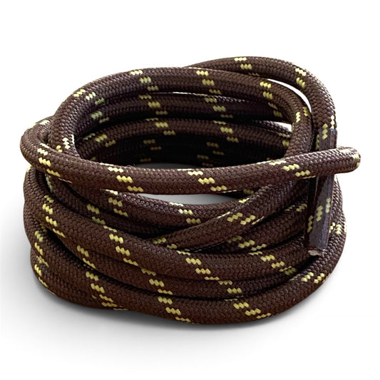 Lacets ronds sport bicolores Chocolat et Jaune 120cm 3,5mm pour sneakers