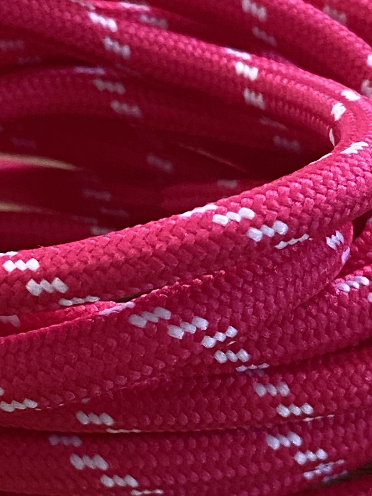 Neon Fuchsia Pink and White Striped Round Laces 120cm