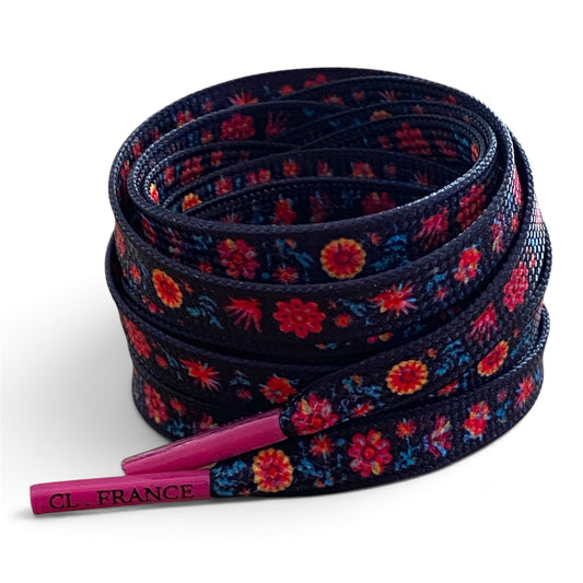 Lacets imprimés  Fleurs Frida Fond Noir - Édition Limitée –