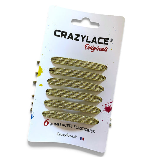 Mini flat gold glitter elastic shoelaces with tips – Crazylace France