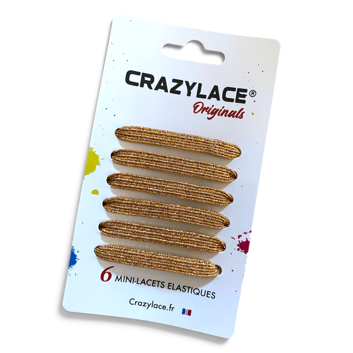 Mini-Lacets élastiques plats Orange pailletés à barrettes – Crazylace France