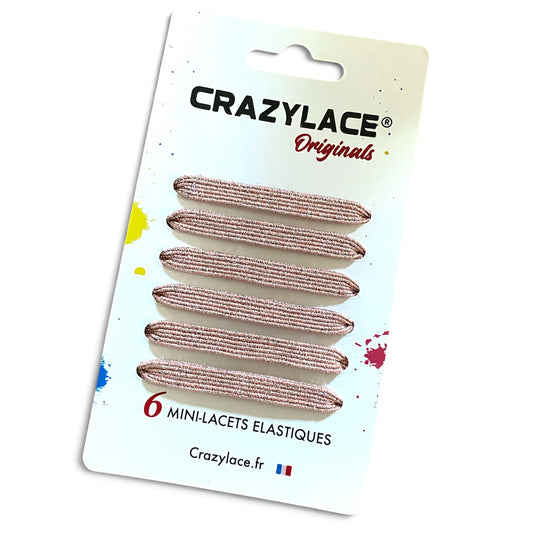Light pink glitter flat mini elastic shoelaces with clips – Crazylace France