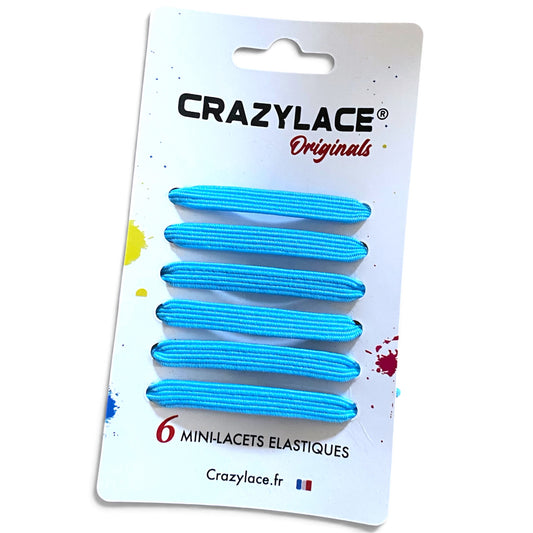 Flash blue flat elastic mini-laces with bar ends – Crazylace France