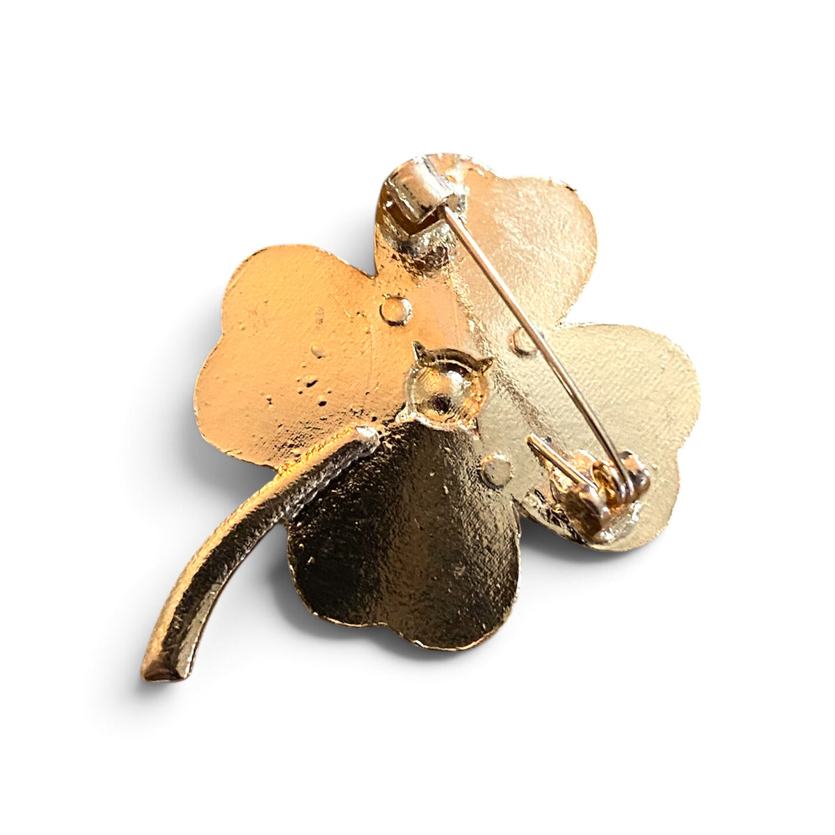 Broche trèfle à quatre feuilles dorée à strass - Crazylace