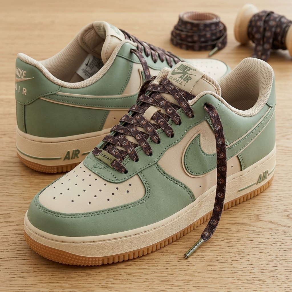 Double-Sided Provençal Floral & Brown Striped Laces – Limited Edition –