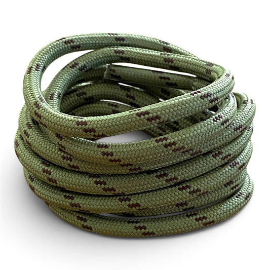 Lacets ronds bicolores Vert Olive et Marron Foncé 120cm