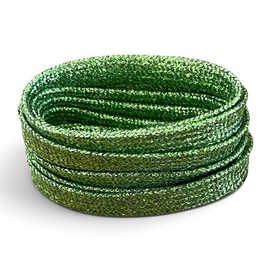 Fine flat glittery tea green laces