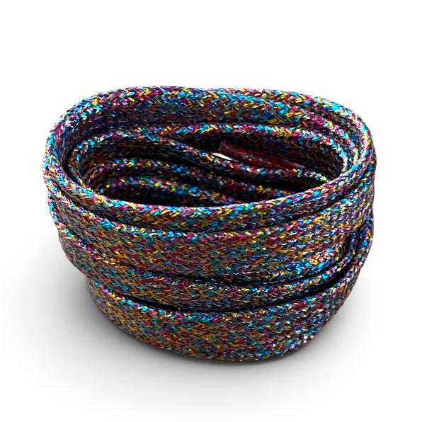 Lacets plats fins à paillettes multicolores