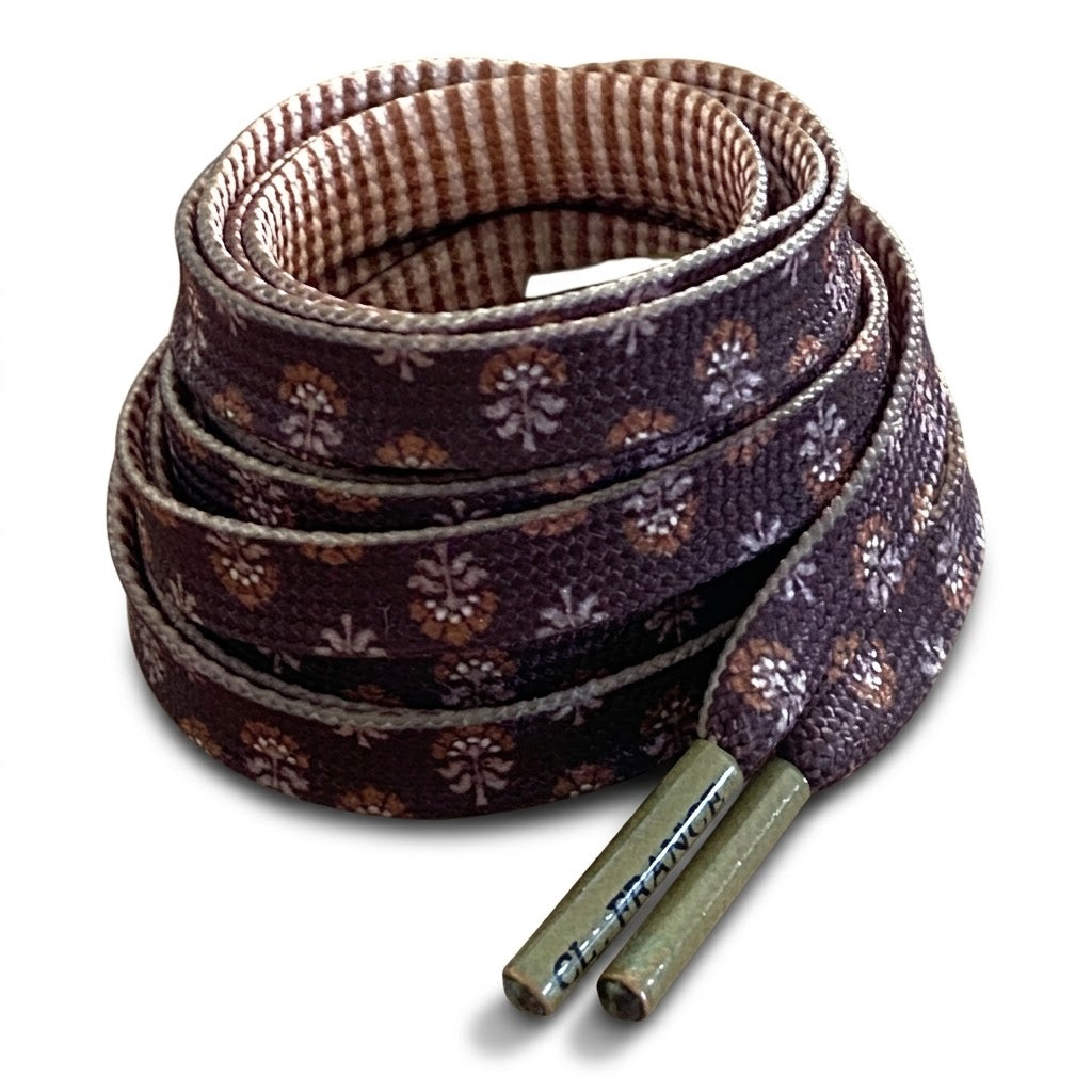 Double-Sided Provençal Floral & Brown Striped Laces – Limited Edition –
