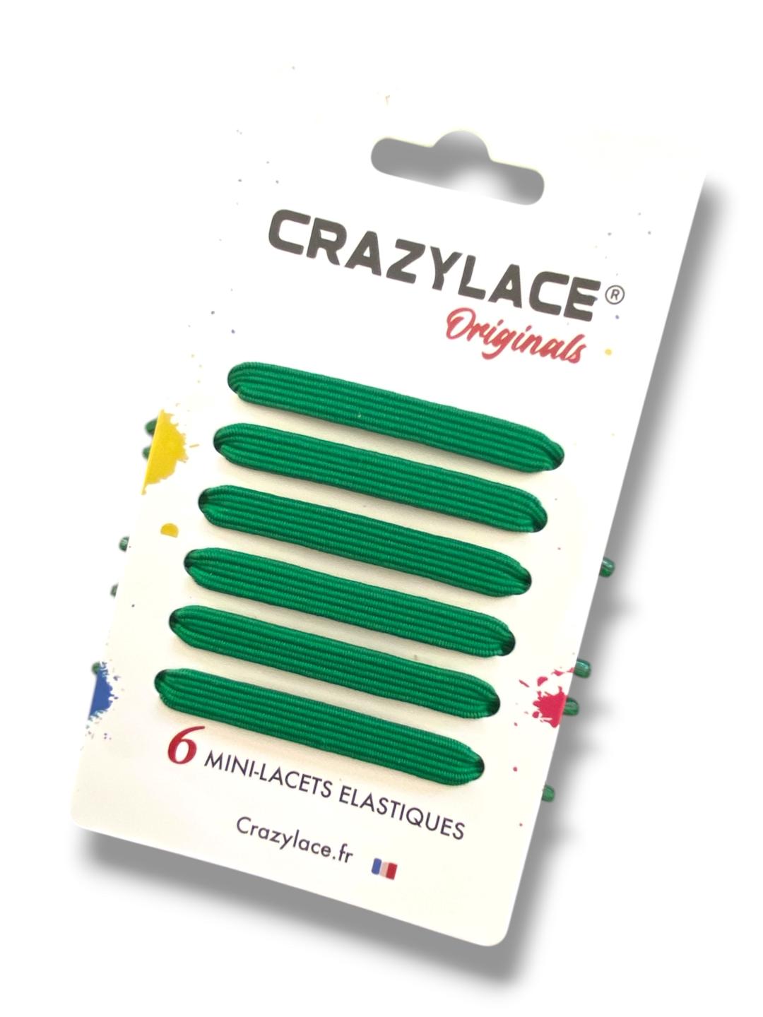 Mini-Lacets élastiques plats Vert émeraude à barrettes – Crazylace France