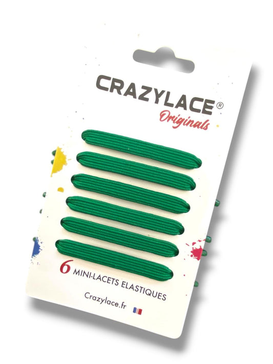 Emerald Green flat elastic mini-laces with aglets – Crazylace France