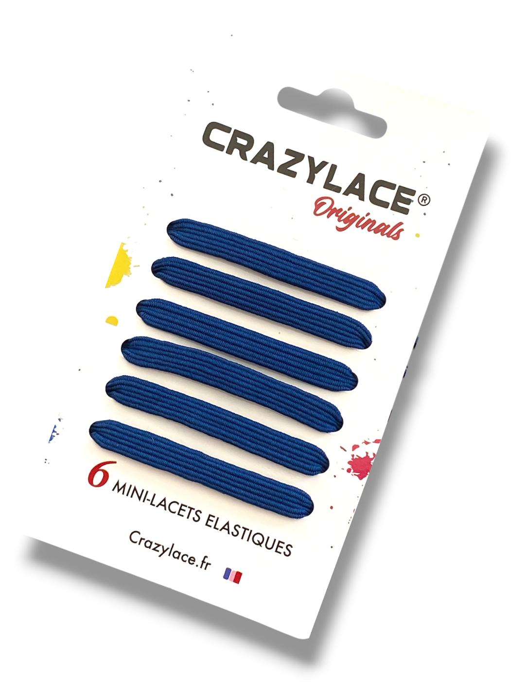 Mini-Lacets élastiques plats Bleu marine à barrettes – Crazylace France