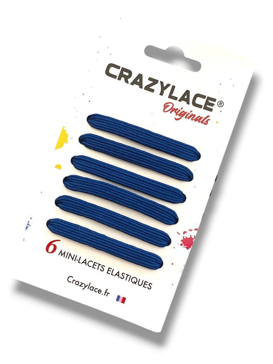 Flat elastic mini-laces Navy blue with barrettes – Crazylace France