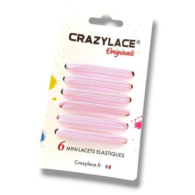 Marshmallow Pink flat elastic mini-laces with clips – Crazylace France