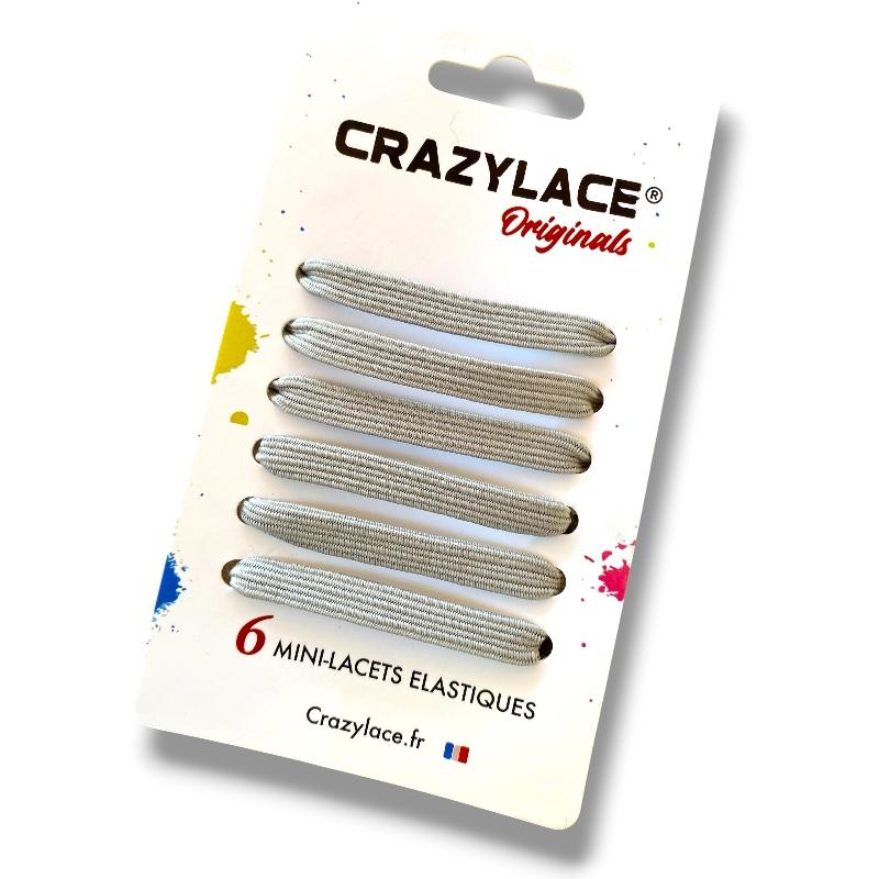 Medium grey flat elastic mini-laces with aglets – Crazylace France