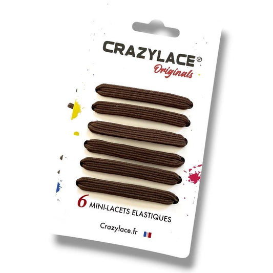 Chocolate brown flat elastic mini-laces with aglets – Crazylace France