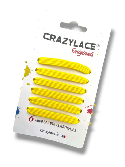Canary Yellow flat elastic mini-laces with aglets – Crazylace France