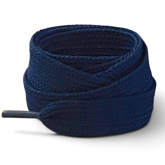 Lacets plats XL larges bleu marine 2cm pour sneakers