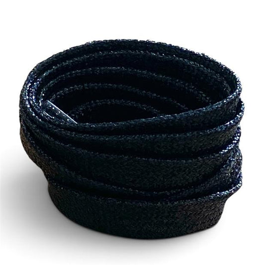 Lacets plats paillettes noirs en Lurex
