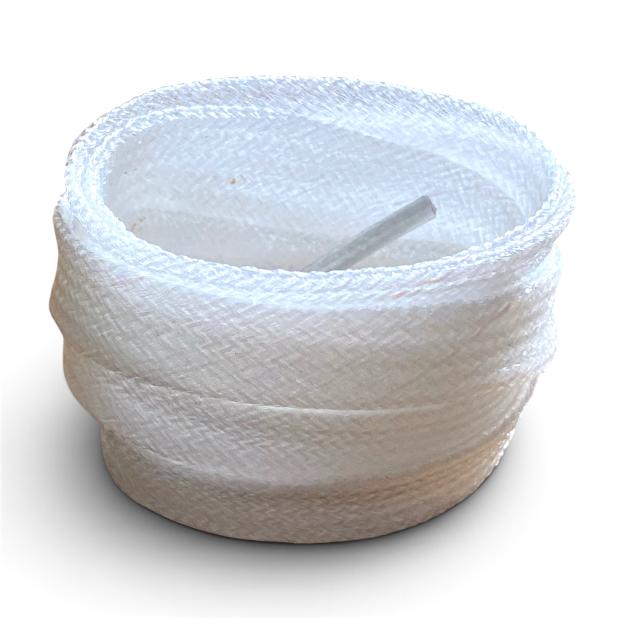 White glittery Lurex flat laces