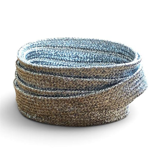 Lacets plats paillettes argentés en Lurex