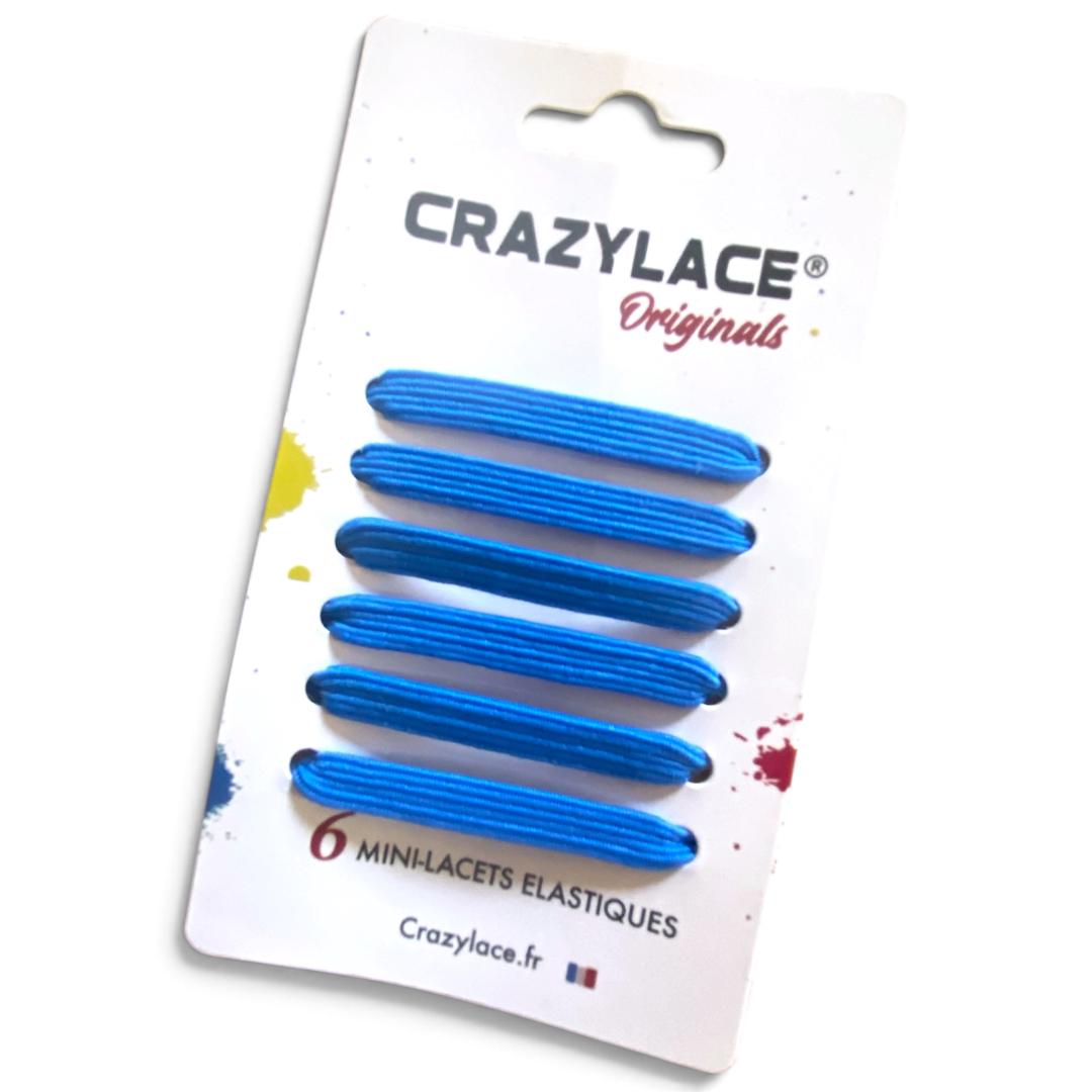 Azure Blue flat elastic mini-laces with aglets – Crazylace France